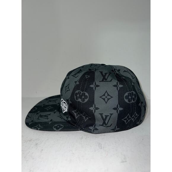 Louis Vuitton Nigo LV Made Black Grey Stripe Logo Sun Cap Baseball Hat 58cm M - Picture 4 of 9